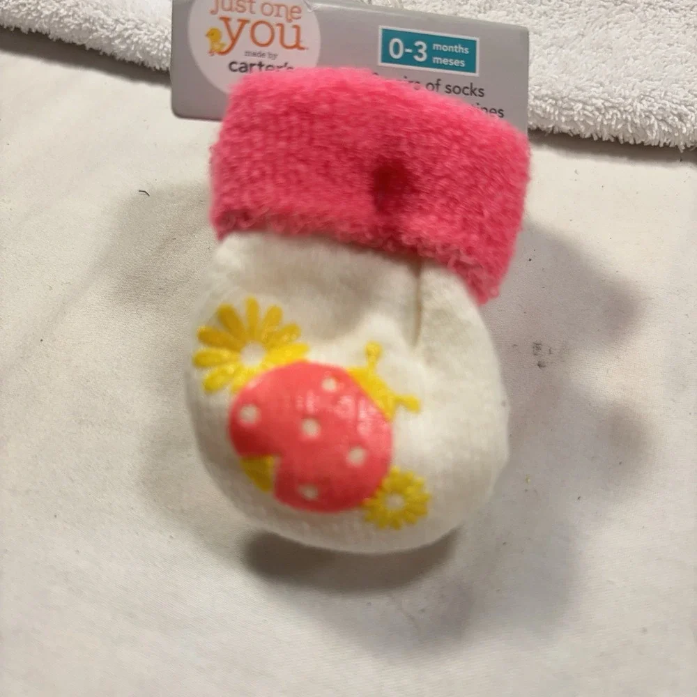 Carters 2 Pack-Just One You By  Sz. 0-3 Months Socks Infant Unisex/Girl/Boy Pink